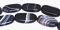 Large Black Sardonyx Flat Oval Beads - Highly Polished!