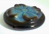 Magnificent Carved Blue Agate Flower Bead - Heavy!